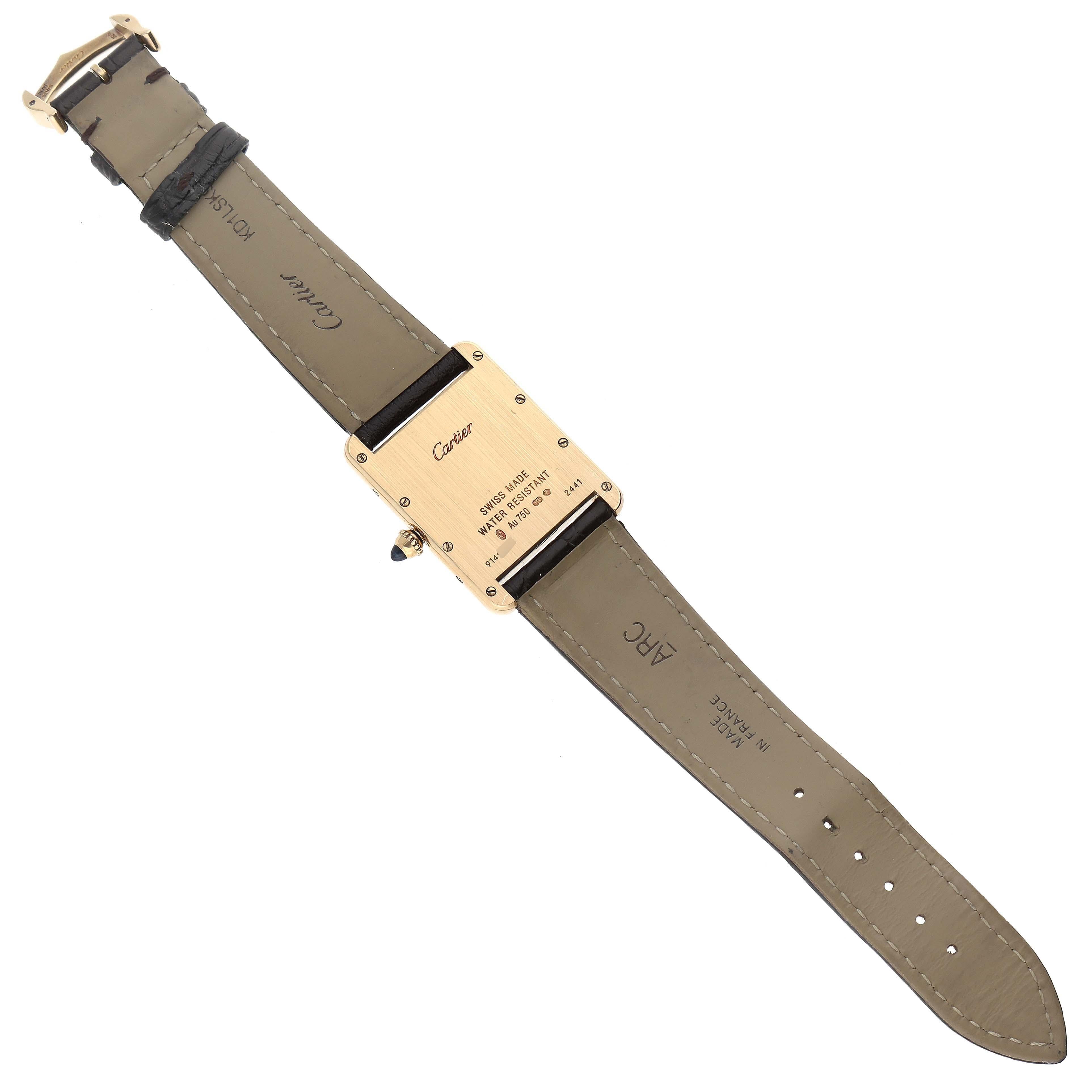 Cartier Tank Louis Or Jaune Bracelet Brown Montre Homme W1529756 2