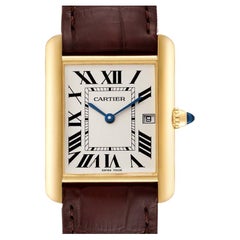 Cartier Tank Louis Yellow Gold Brown Strap Mens Watch W1529756