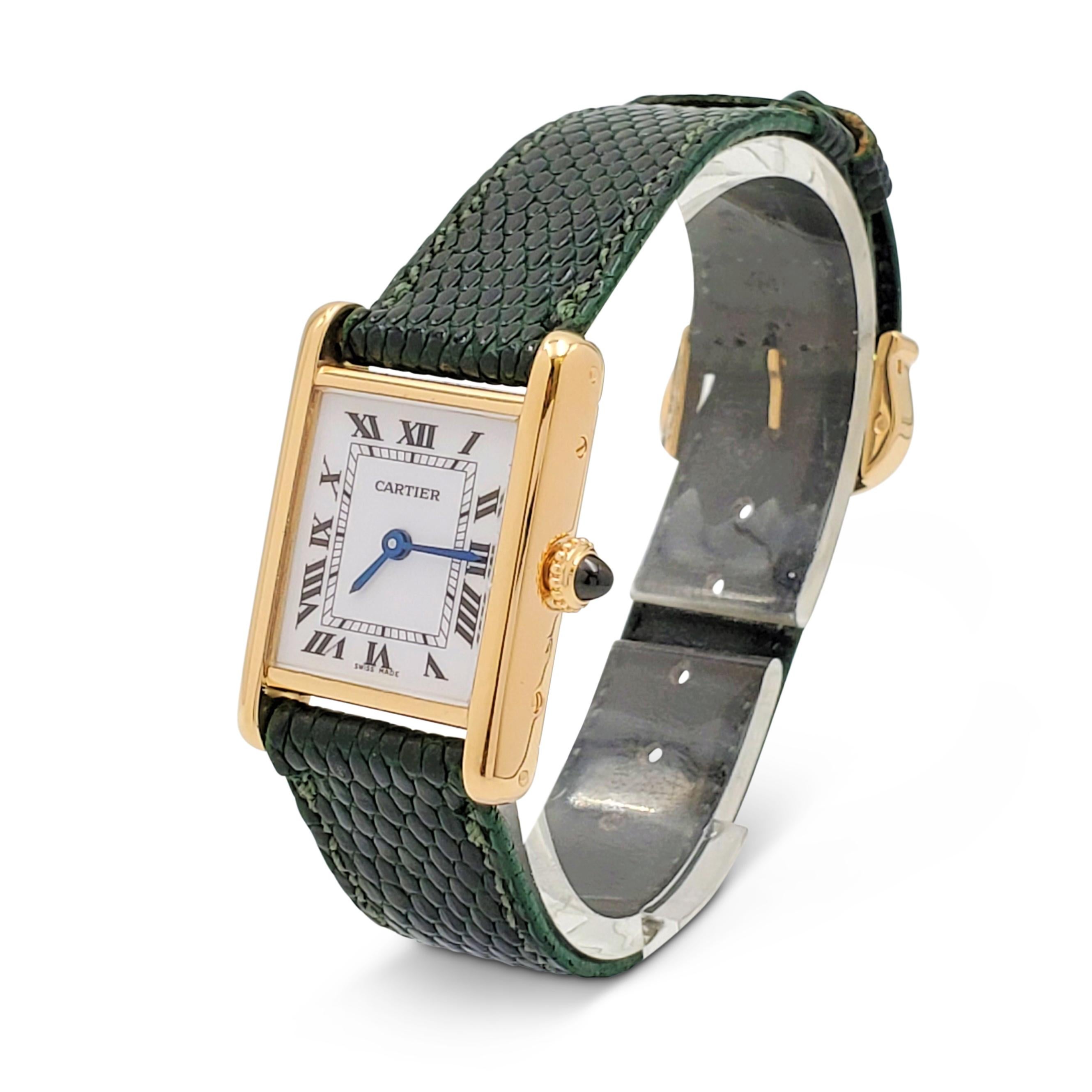 cartier tank gold leather strap
