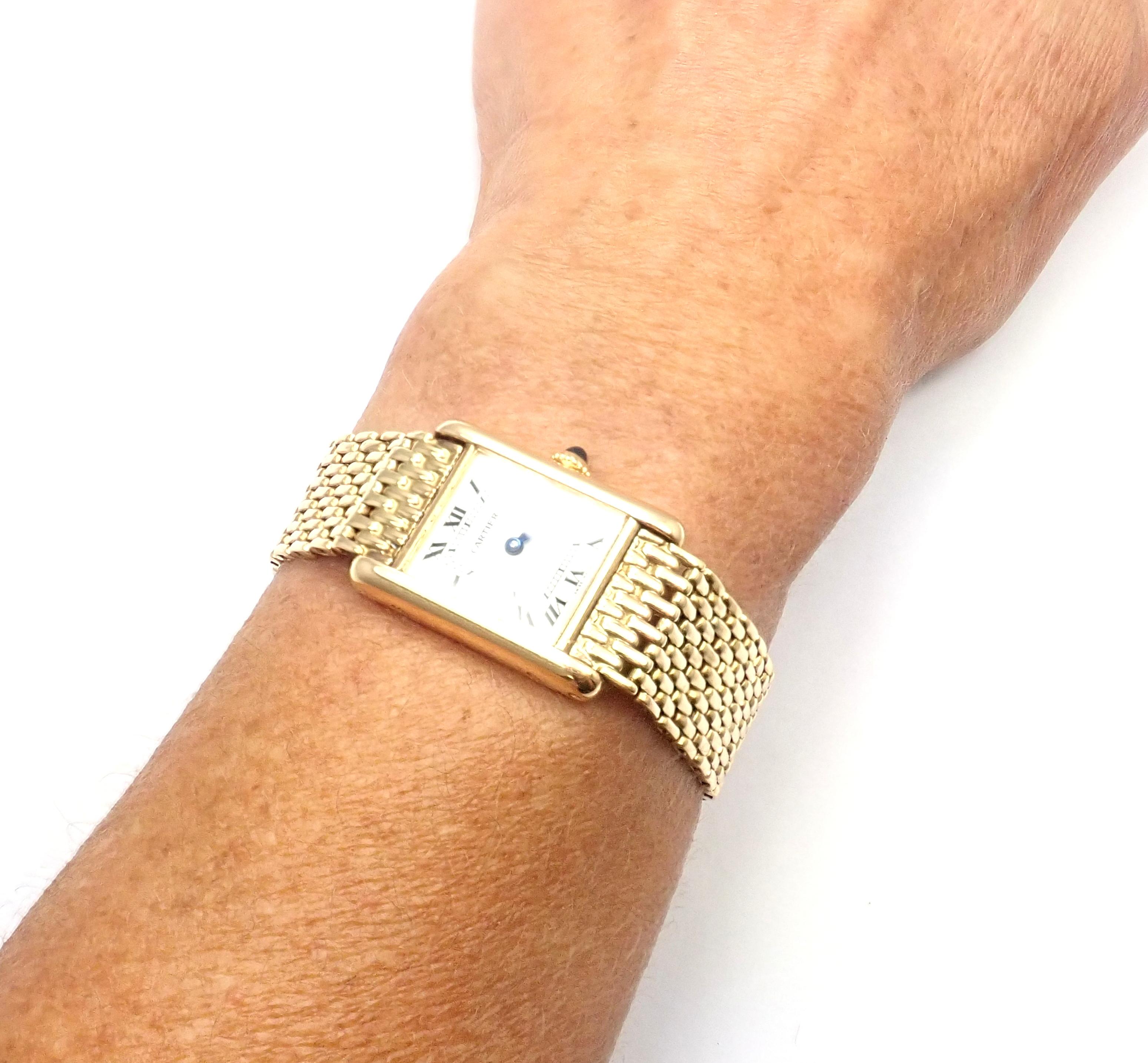 Cartier Tank Louis Yellow Gold with Bracelet Manual Wide Ladies Wristwatch 4