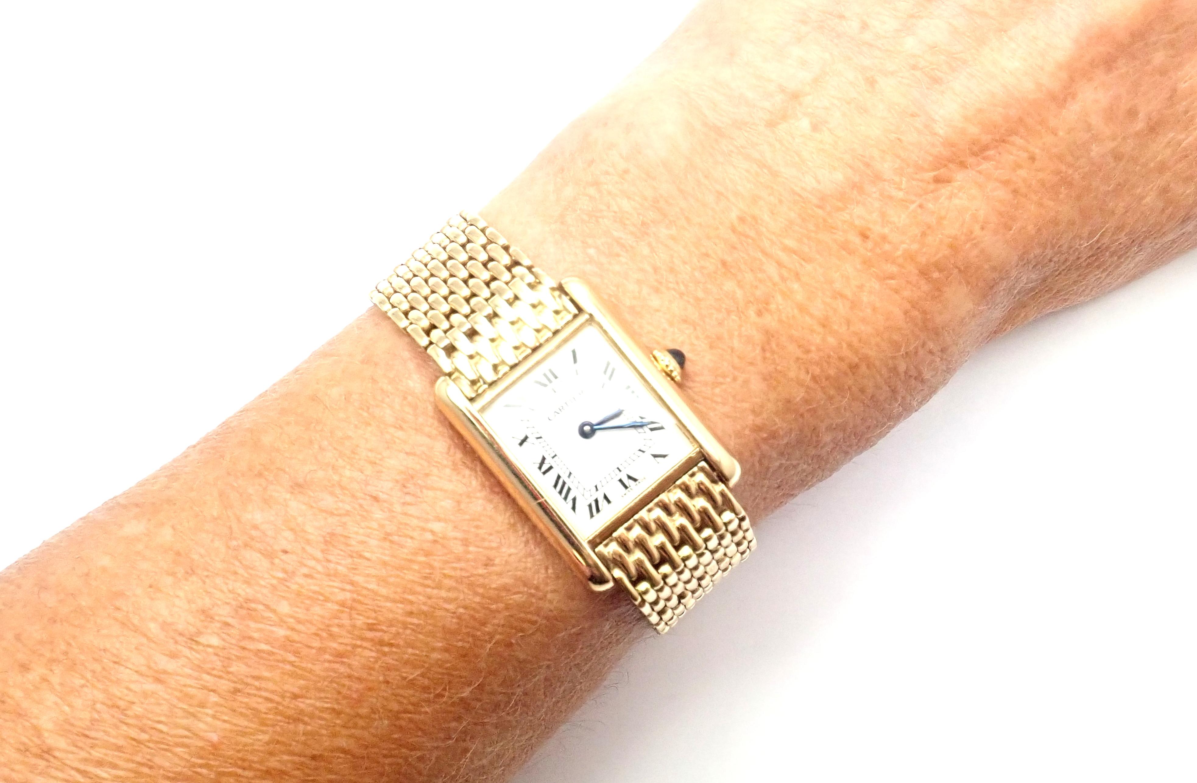 Cartier Tank Louis Yellow Gold with Bracelet Manual Wide Ladies Wristwatch 5