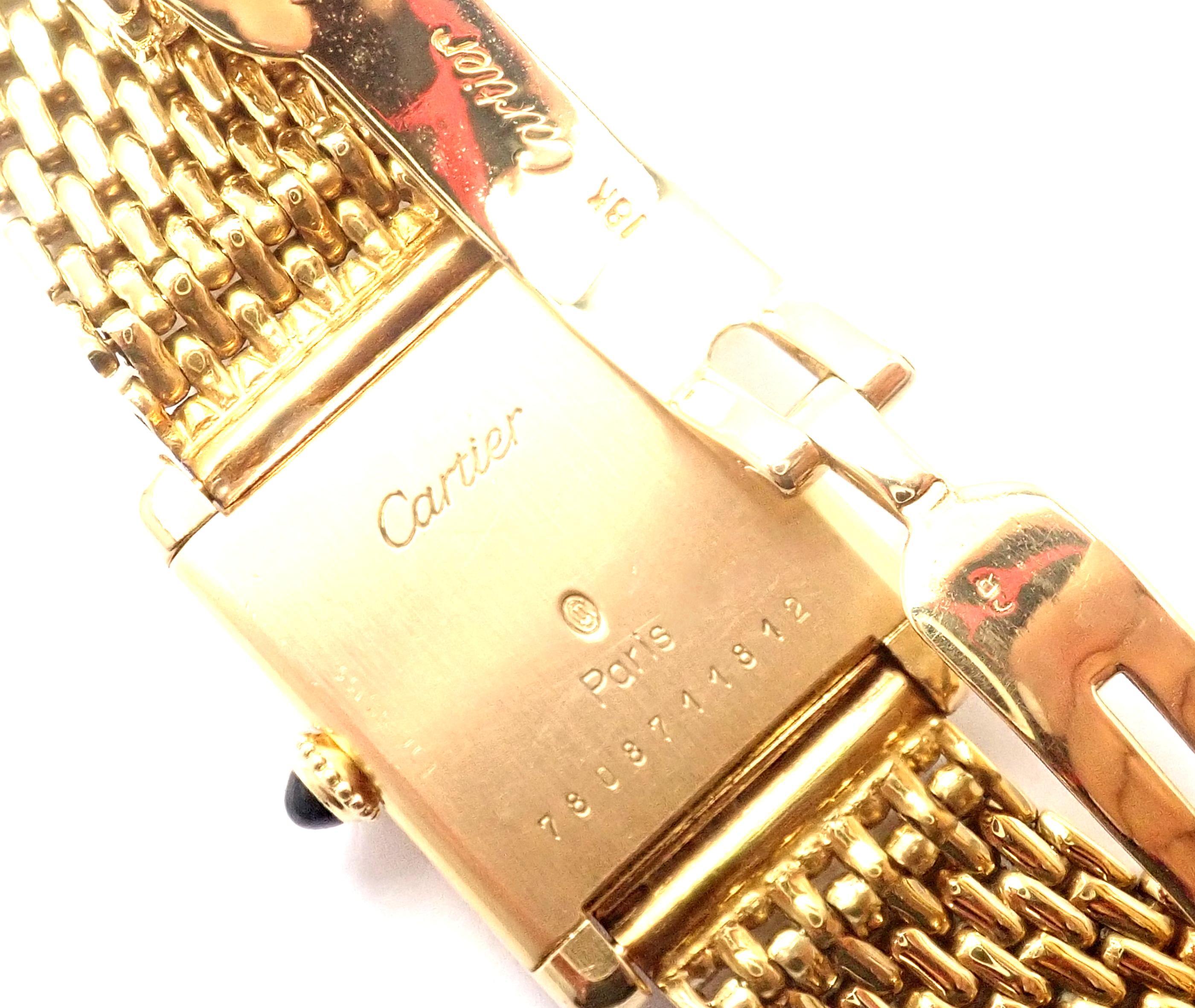 Women's or Men's Cartier Tank Louis Yellow Gold with Bracelet Manual Wide Ladies Wristwatch