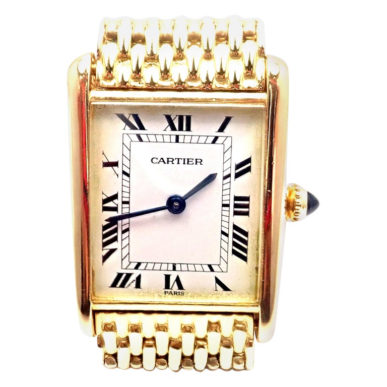 Yellow gold watch, signed - CARTIER - TANK Louis CARTIER…