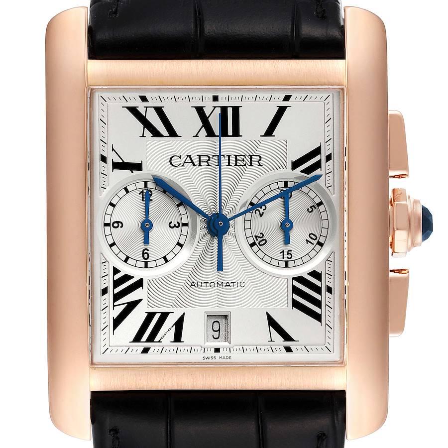 Cartier Tank MC 18K Rose Gold Silver Dial Mens Watch W5330005