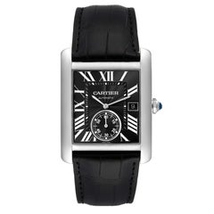 Cartier Tank MC Black Dial Automatic Steel Mens Watch W5330004 Box Papers
