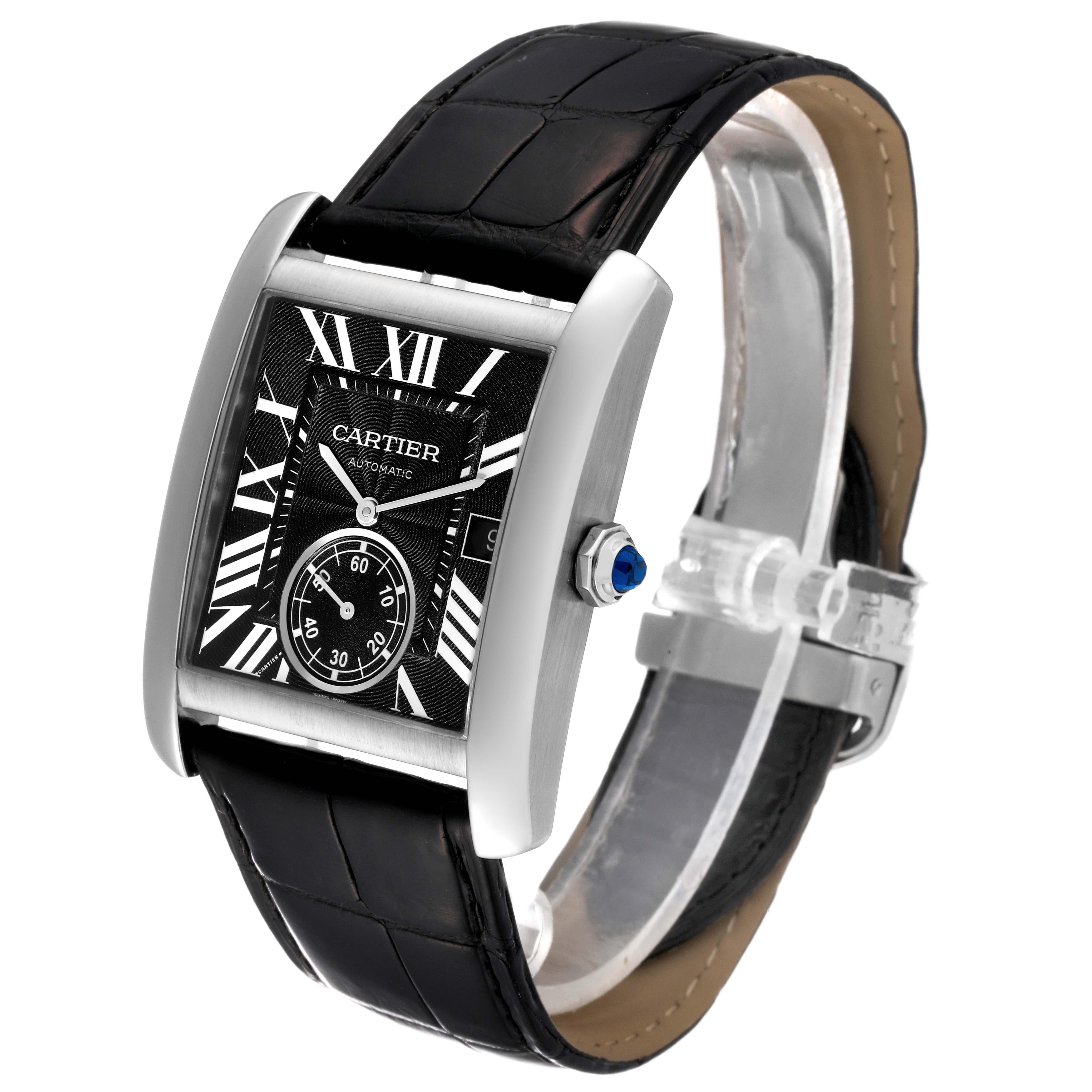 Cartier Tank MC Black Dial Automatic Steel Mens Watch W5330004 Card For Sale 2