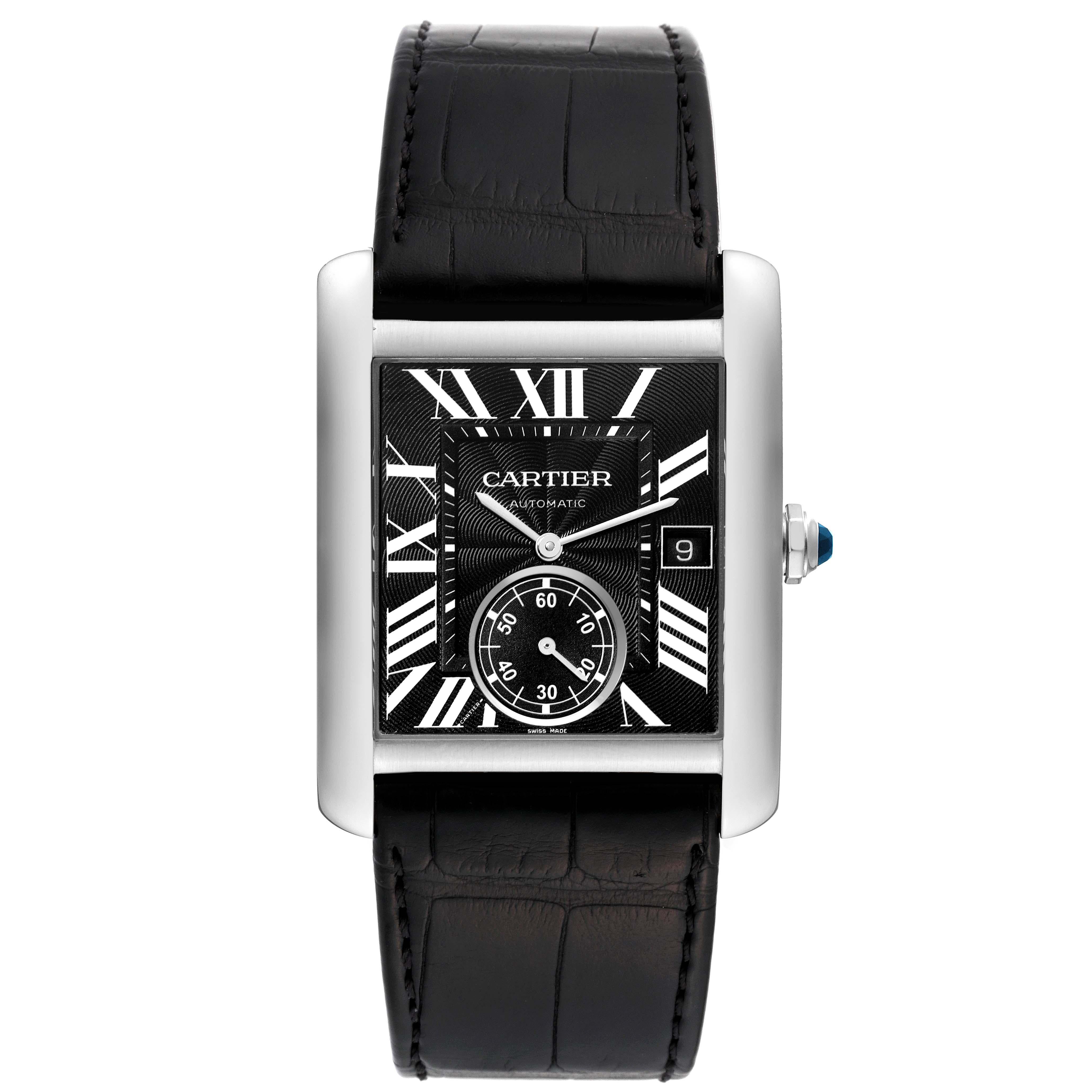 Cartier Tank MC Black Dial Automatic Steel Mens Watch W5330004 en vente 1