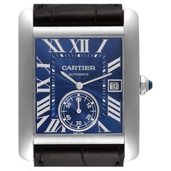 Cartier Tank MC Blue Dial Automatic Steel Mens Watch WSTA0010 Box Card