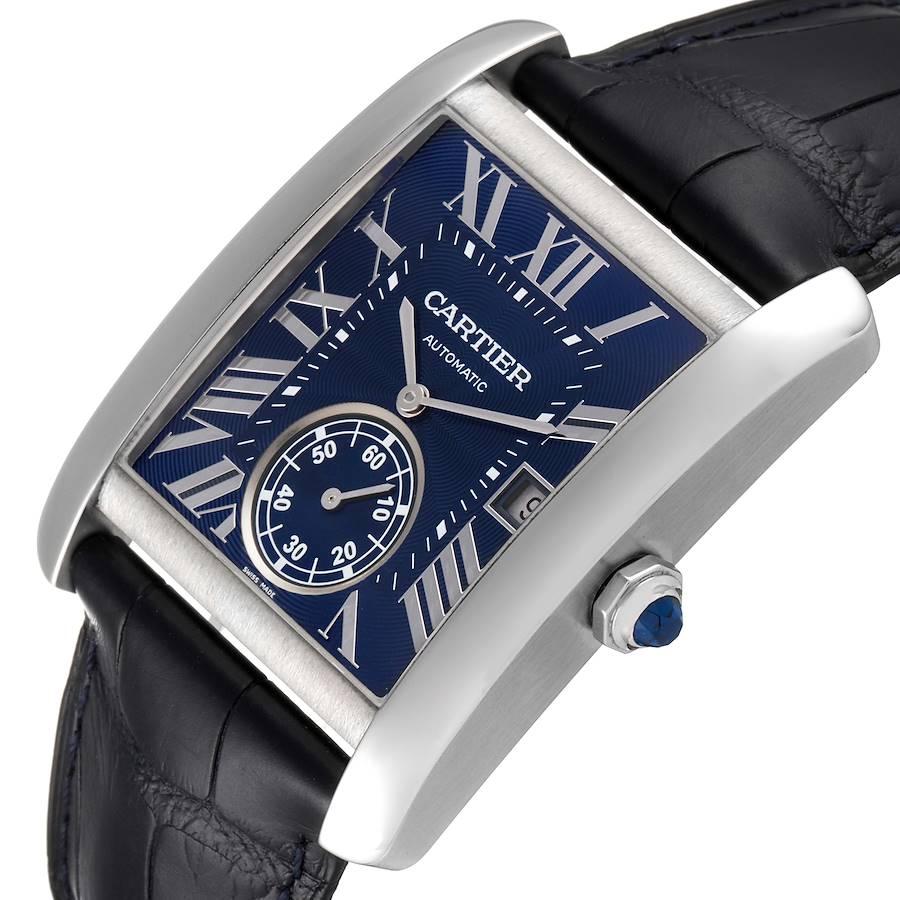 Cartier Tank MC Blue Dial Automatic Steel Mens Watch WSTA0010 Box Papers For Sale 1