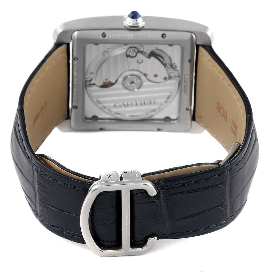 Men's Cartier Tank MC Blue Dial Automatic Steel Mens Watch WSTA0010 For Sale
