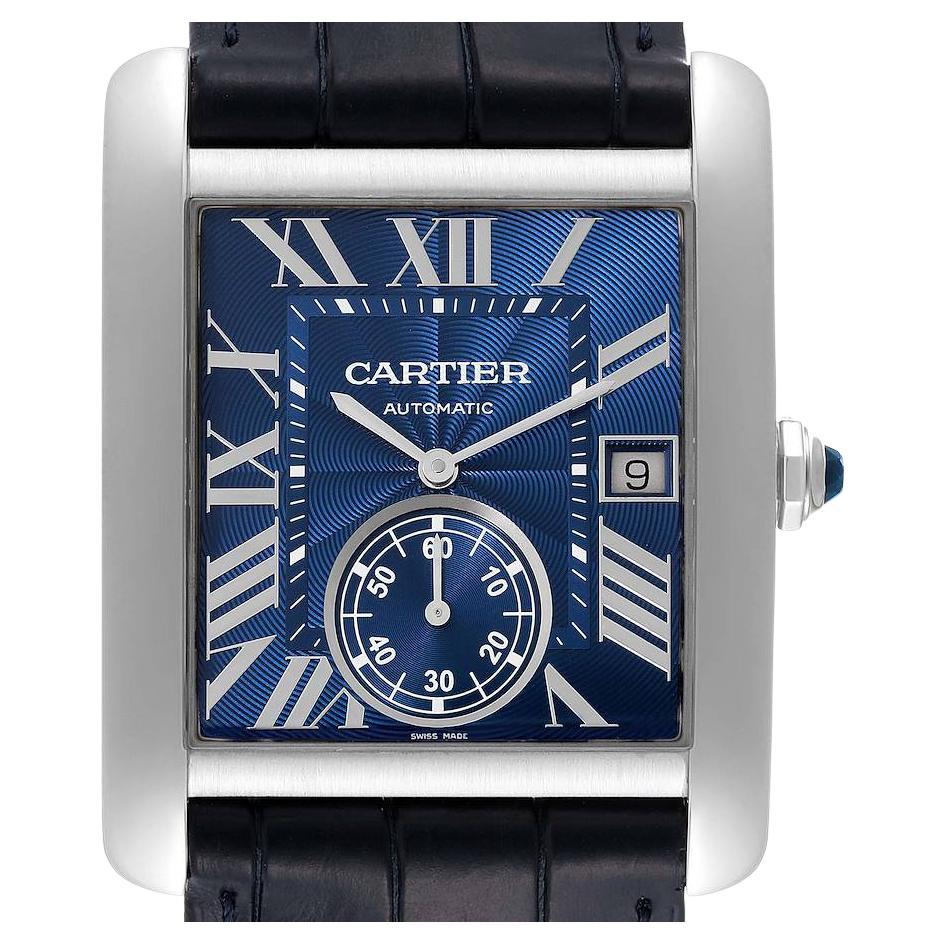 Cartier Tank MC Blue Dial Automatic Steel Mens Watch WSTA0010 For Sale