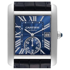 Cartier Tank MC Blue Dial Automatic Steel Mens Watch WSTA0010