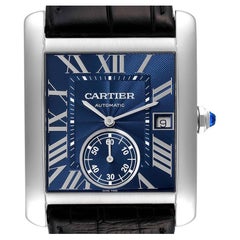 Cartier Tank MC Blue Dial Automatic Steel Mens Watch WSTA0010