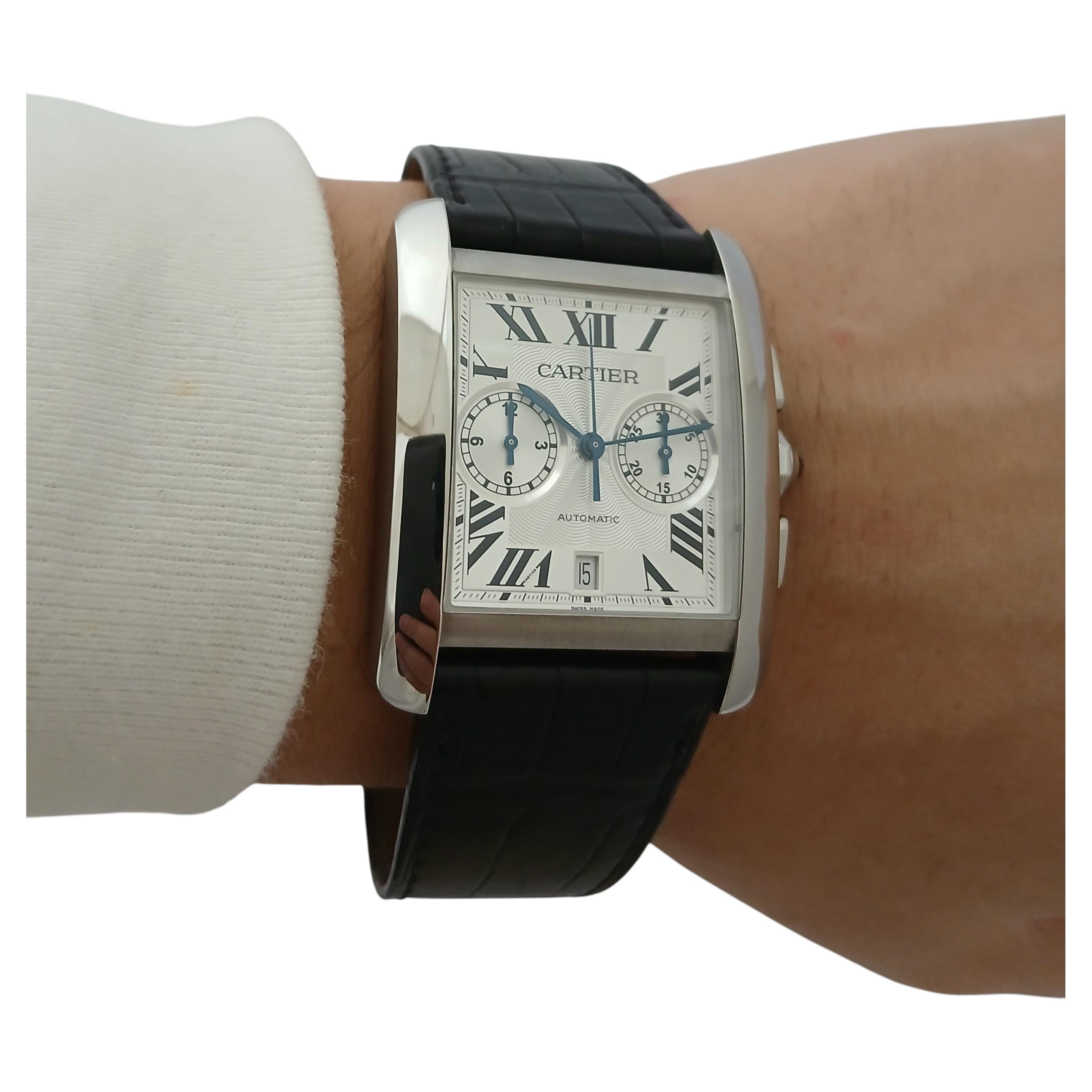 Cartier Tank MC Chronograph Ref 3666 Automatik Stahl Uhr Boxed