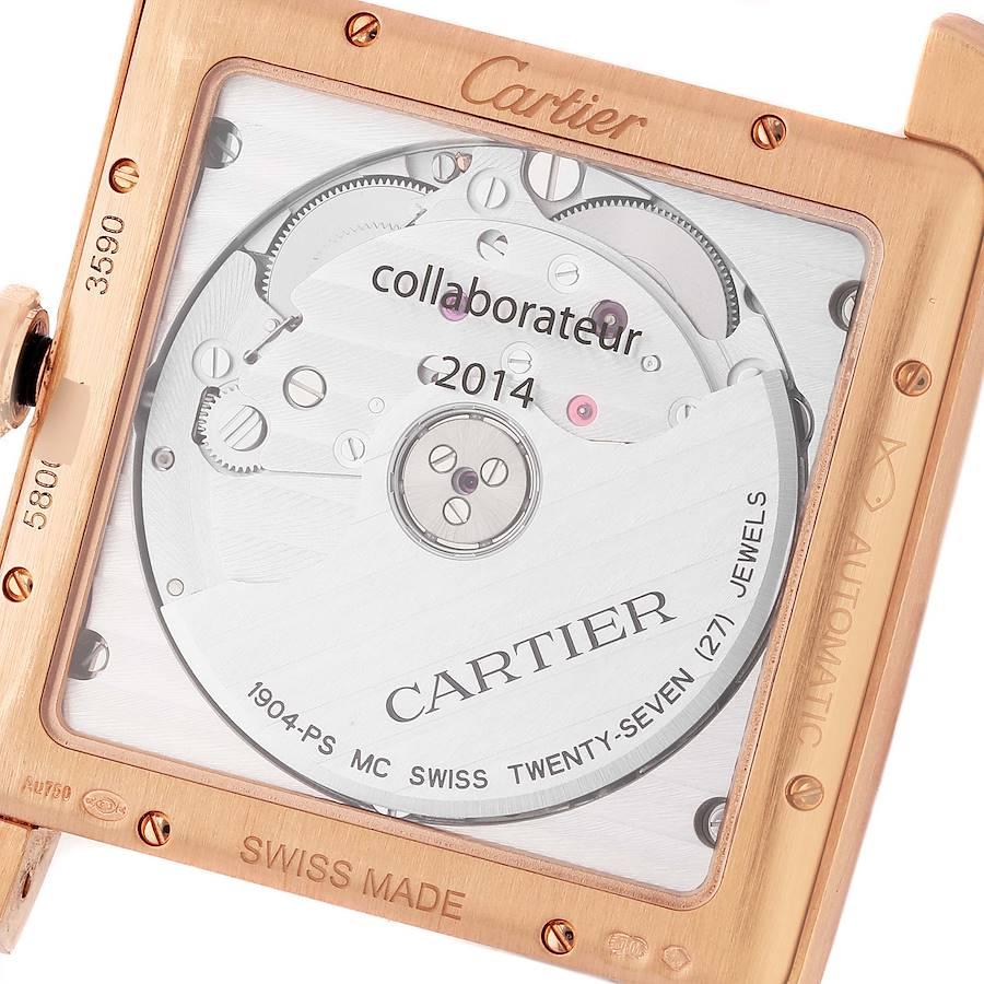 Cartier Tank MC Rose Collaborateur Gold Silver Dial Mens Watch W5330001 In Excellent Condition In Atlanta, GA