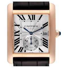 Cartier Tank MC Rose Collaborateur Gold Silver Dial Mens Watch W5330001