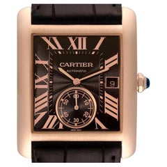 Cartier Tank MC Rose Gold Brown Dial Brown Strap Mens Watch W5330002