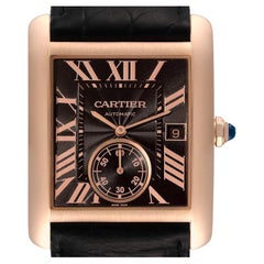 Cartier Tank MC Rose Gold Brown Dial Brown Strap Mens Watch W5330002