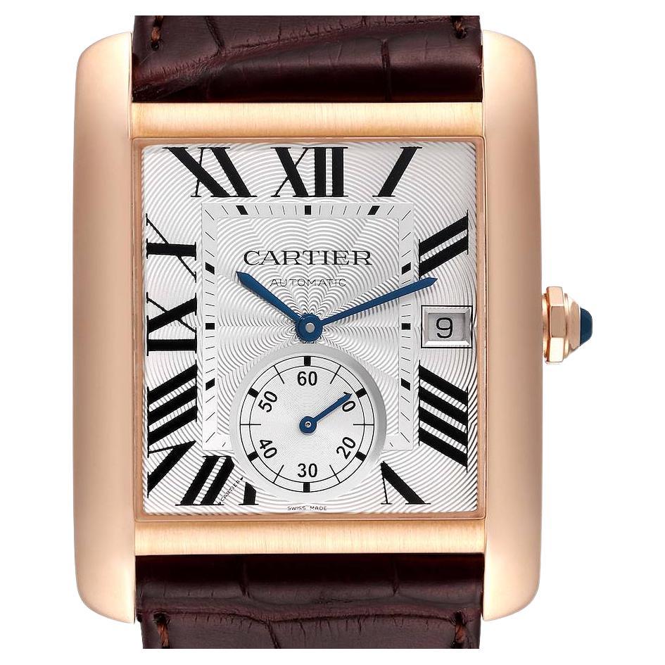 Cartier Tank MC Rose Gold Grey Dial Black Strap Mens Watch W5330002 For ...