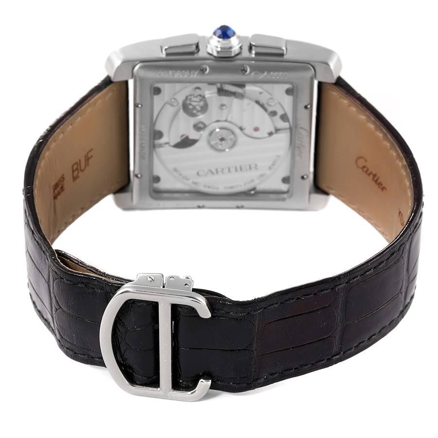 Men's Cartier Tank MC Silver Dial Automatic Chronograph Mens Watch W5330007 Box Papers
