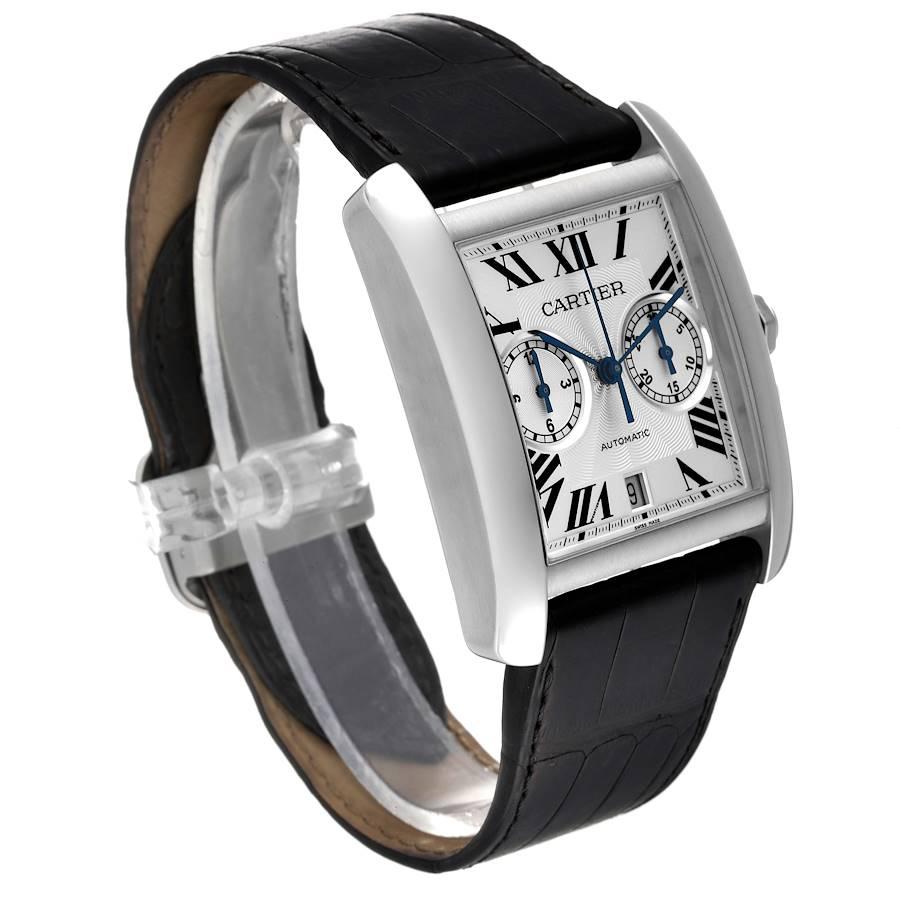 Cartier: Automatik-Chronograph-Herrenuhr W5330007, Tank MC mit silbernem Zifferblatt im Zustand „Hervorragend“ im Angebot in Atlanta, GA