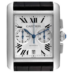 Cartier: Automatik-Chronograph-Herrenuhr W5330007, Tank MC mit silbernem Zifferblatt