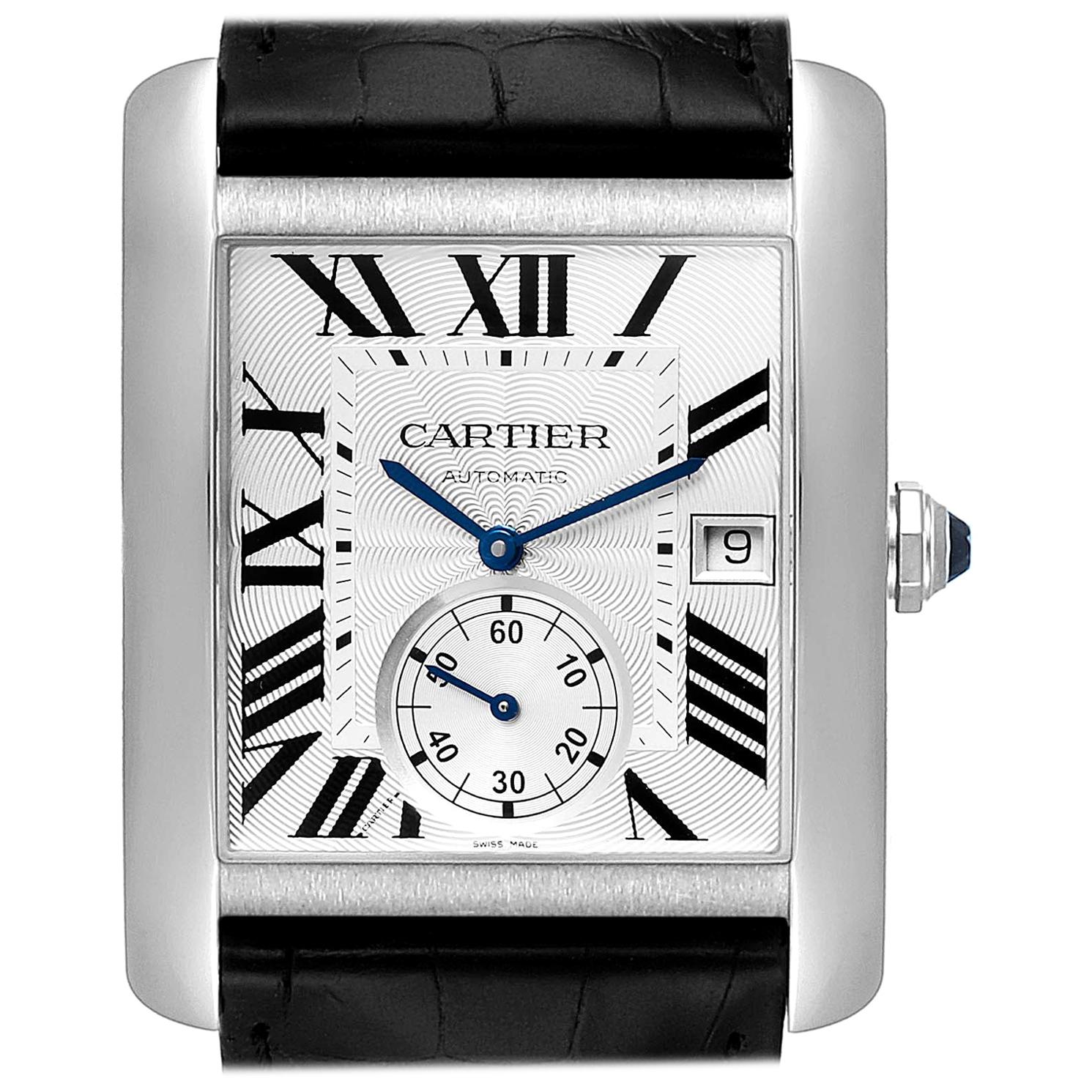 Cartier Tank MC Silver Dial Steel Men’s Watch W5330003 Box Card For Sale