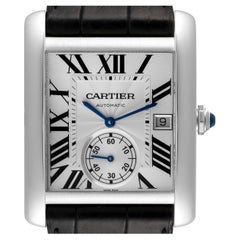 Cartier Tank MC Silver Dial Steel Mens Watch W5330003 Box Papers