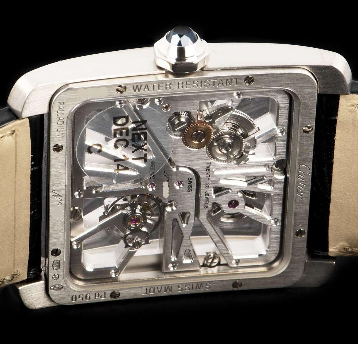 Men's Cartier Tank MC Skeleton Palladium Skeleton Dial W5310026 Manual Wind Wristwatch