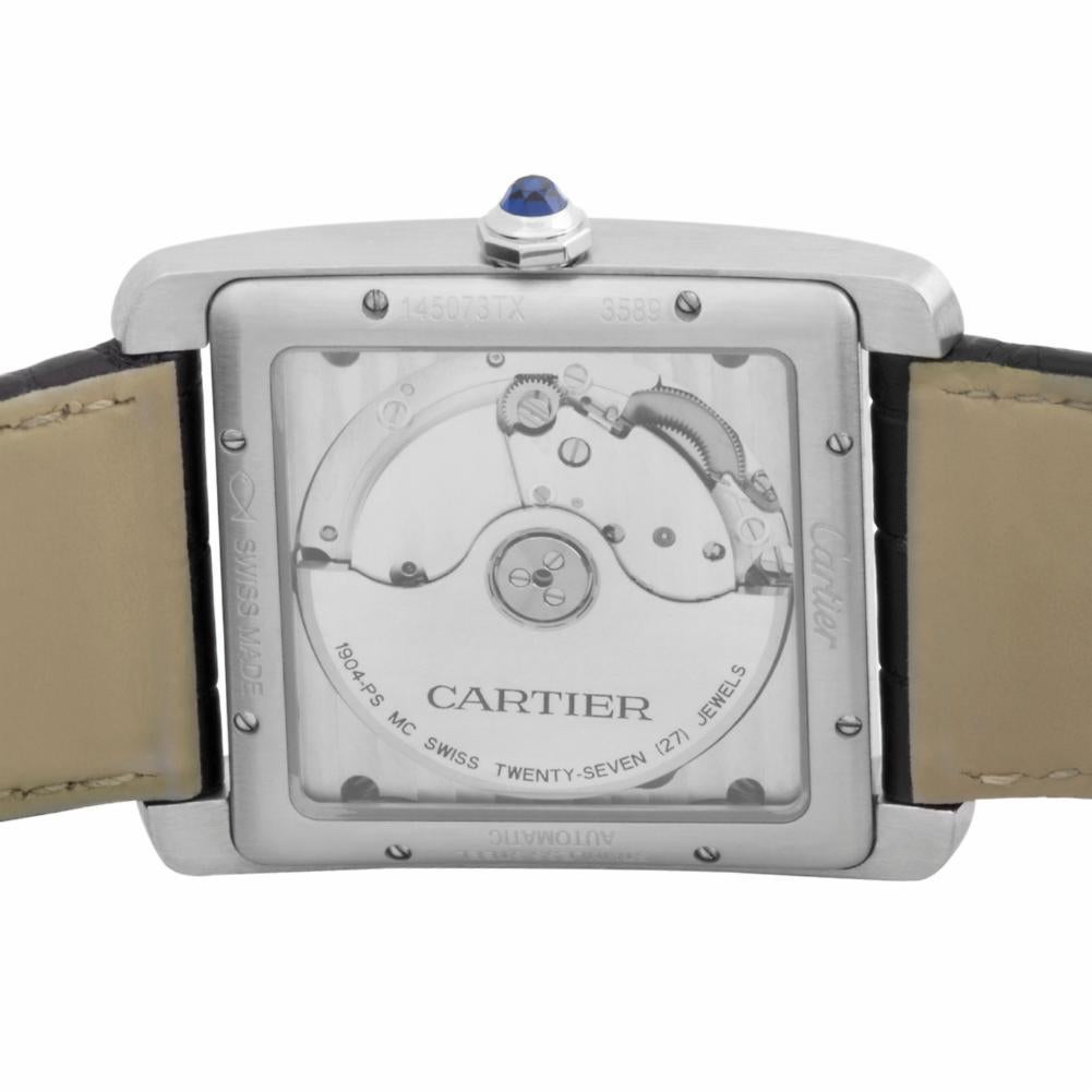 Cartier Tank MC Reference #:W5330003. Pre-Owned Cartier Tank MC, Reference: W5330003, Year: 2014.  34x44mm Steel Case, Steel Bezel, White Dial, Leather Solid Bracelet with Deployment Buckle.  Automatic Movement, Function(s): Time Only.  Box