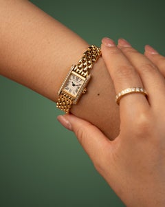 Cartier Tank Mini 1361 Teardrop Bracelet Factory Diamonds 18k YG