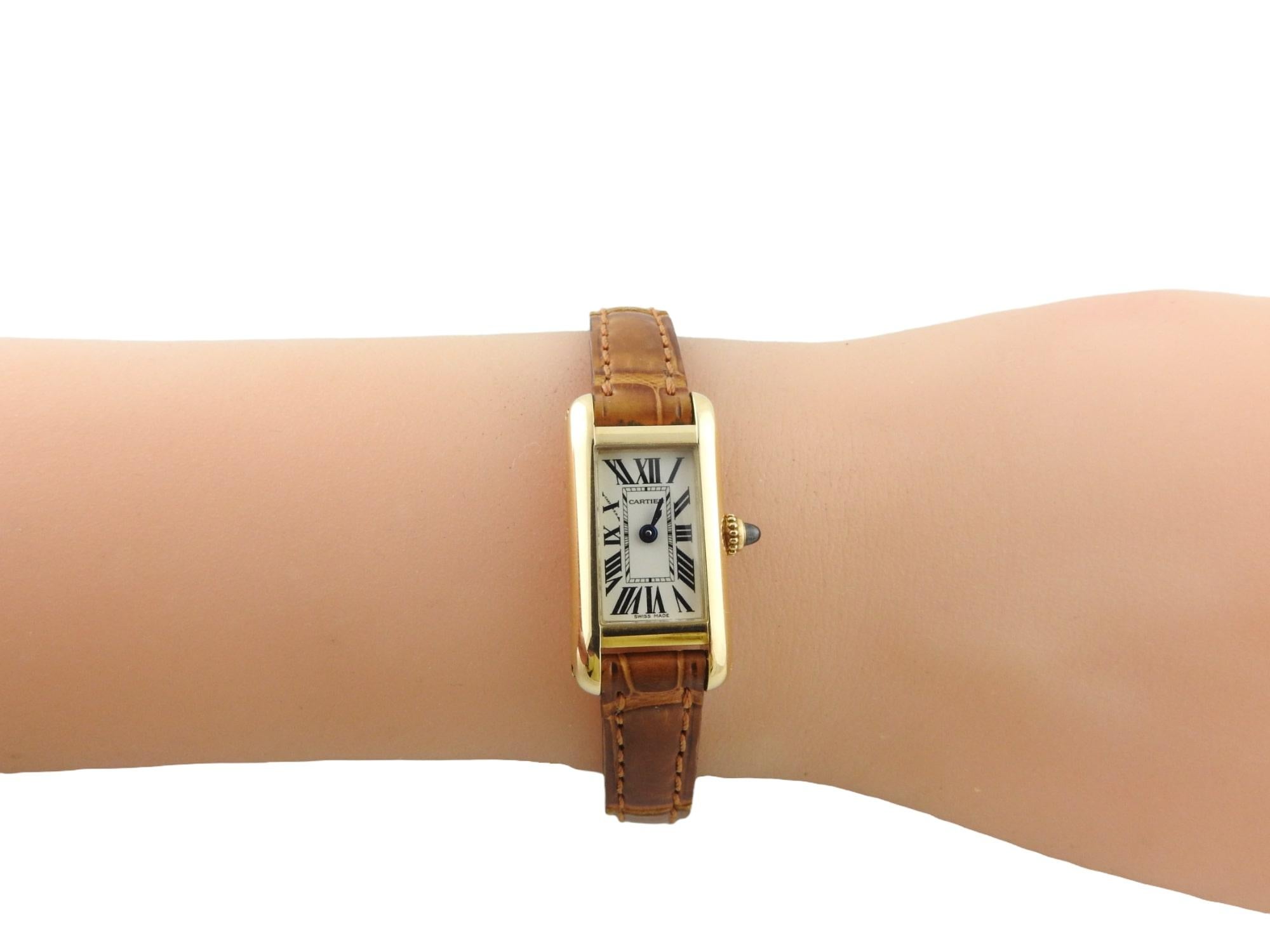 Cartier Tank Mini 18K Yellow Gold Ladies Watch Quartz Box and Papers 4