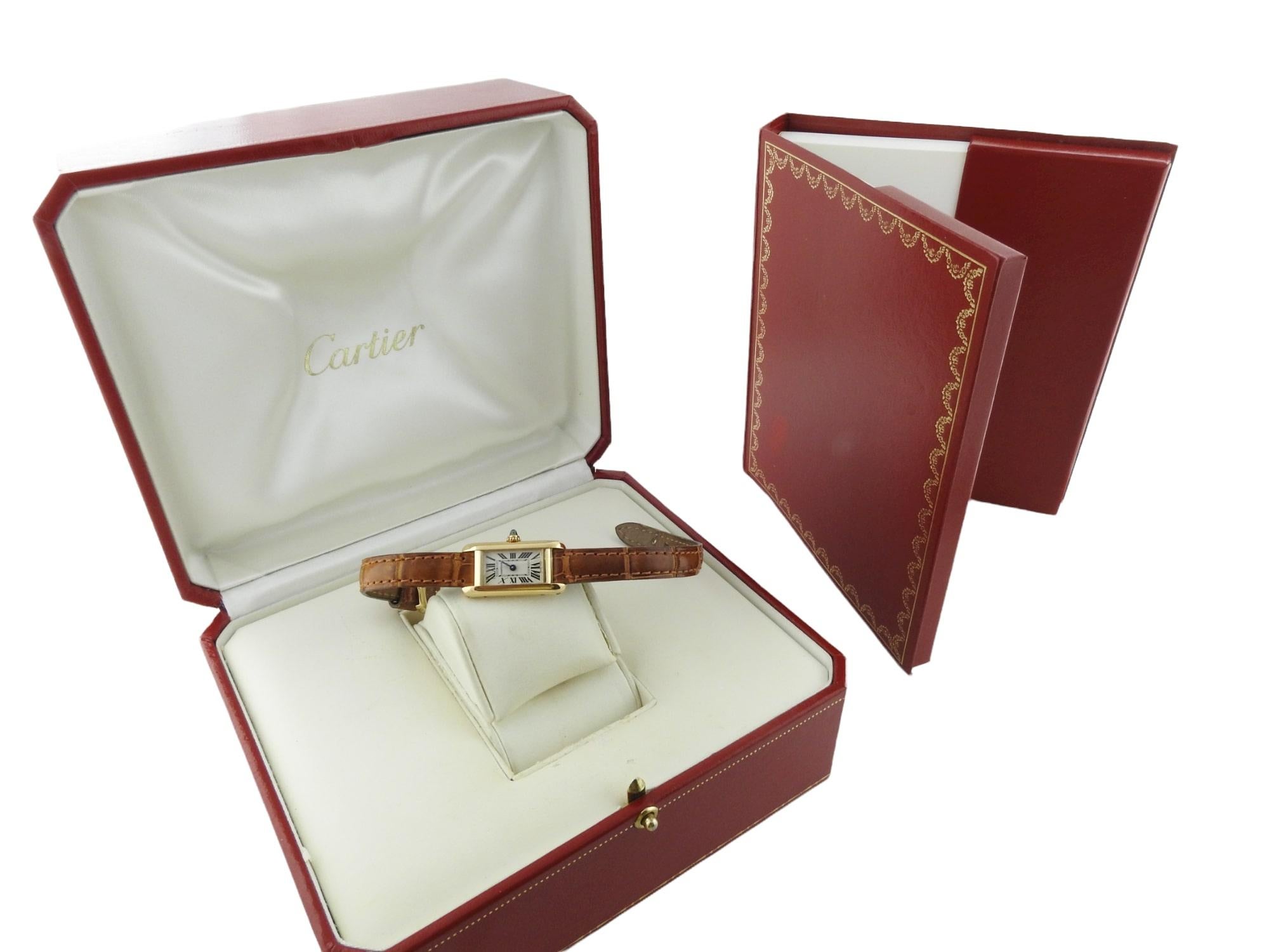 Cartier Tank Mini 18K Yellow Gold Ladies Watch Quartz Box and Papers 6