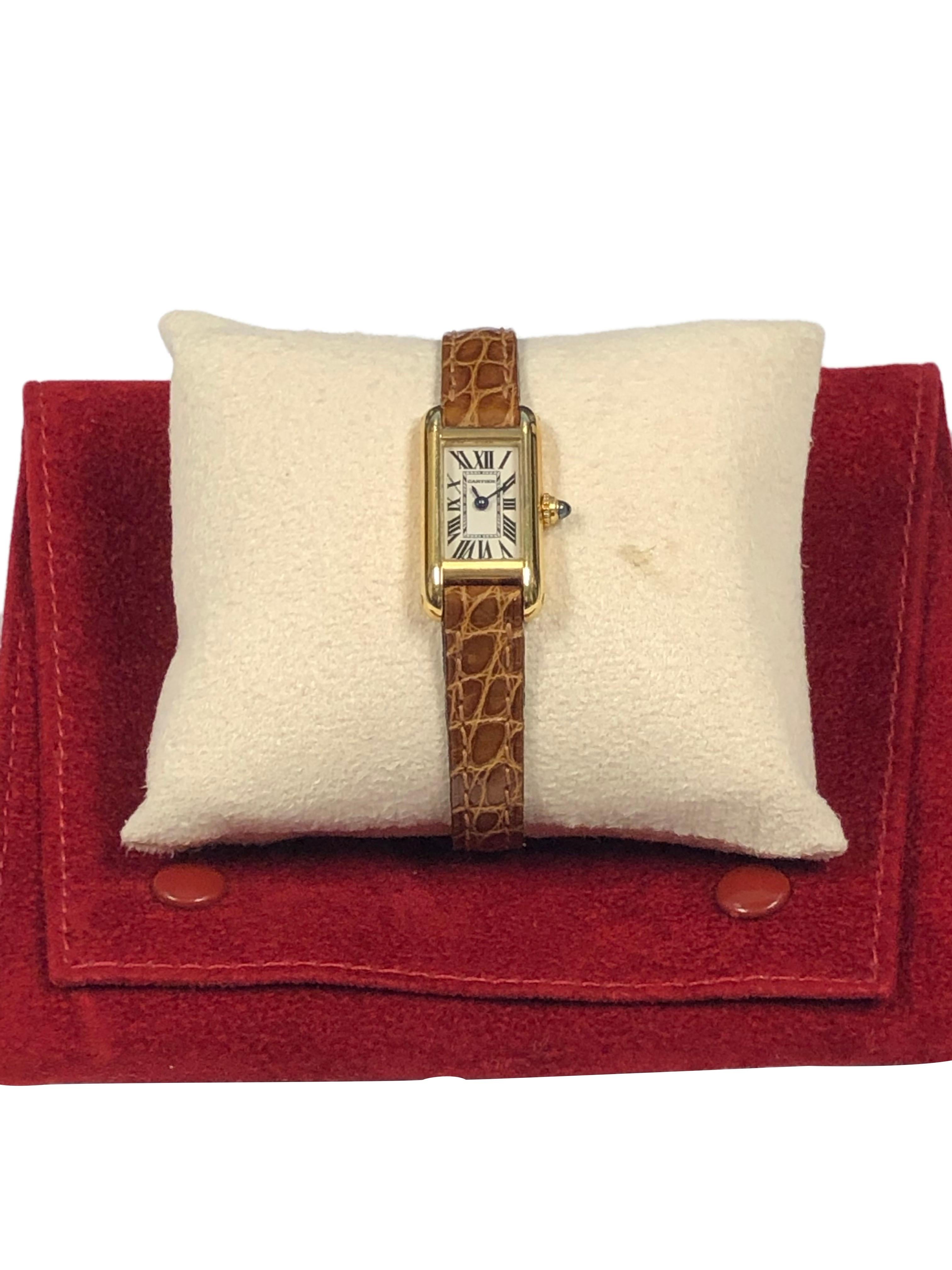 Women's Cartier Tank Mini Ladies Yellow Gold Quartz Wrist Watch Ref 2443
