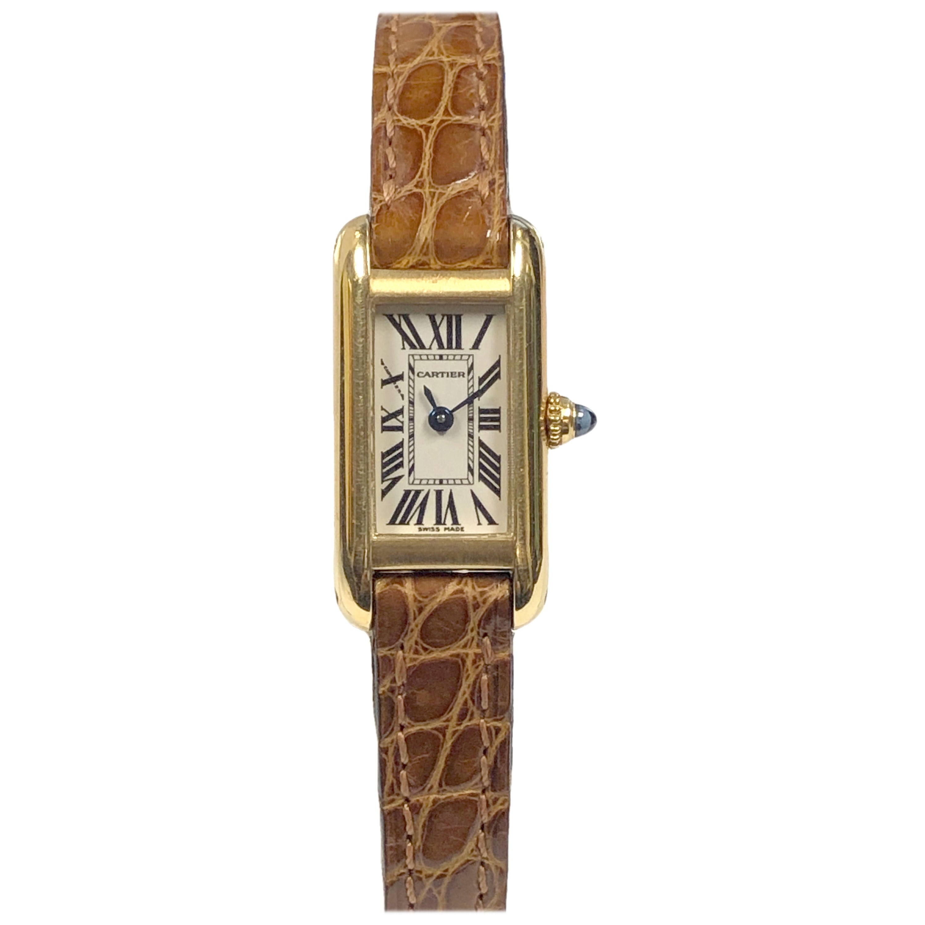 Cartier Tank Mini Ladies Yellow Gold Quartz Wrist Watch Ref 2443