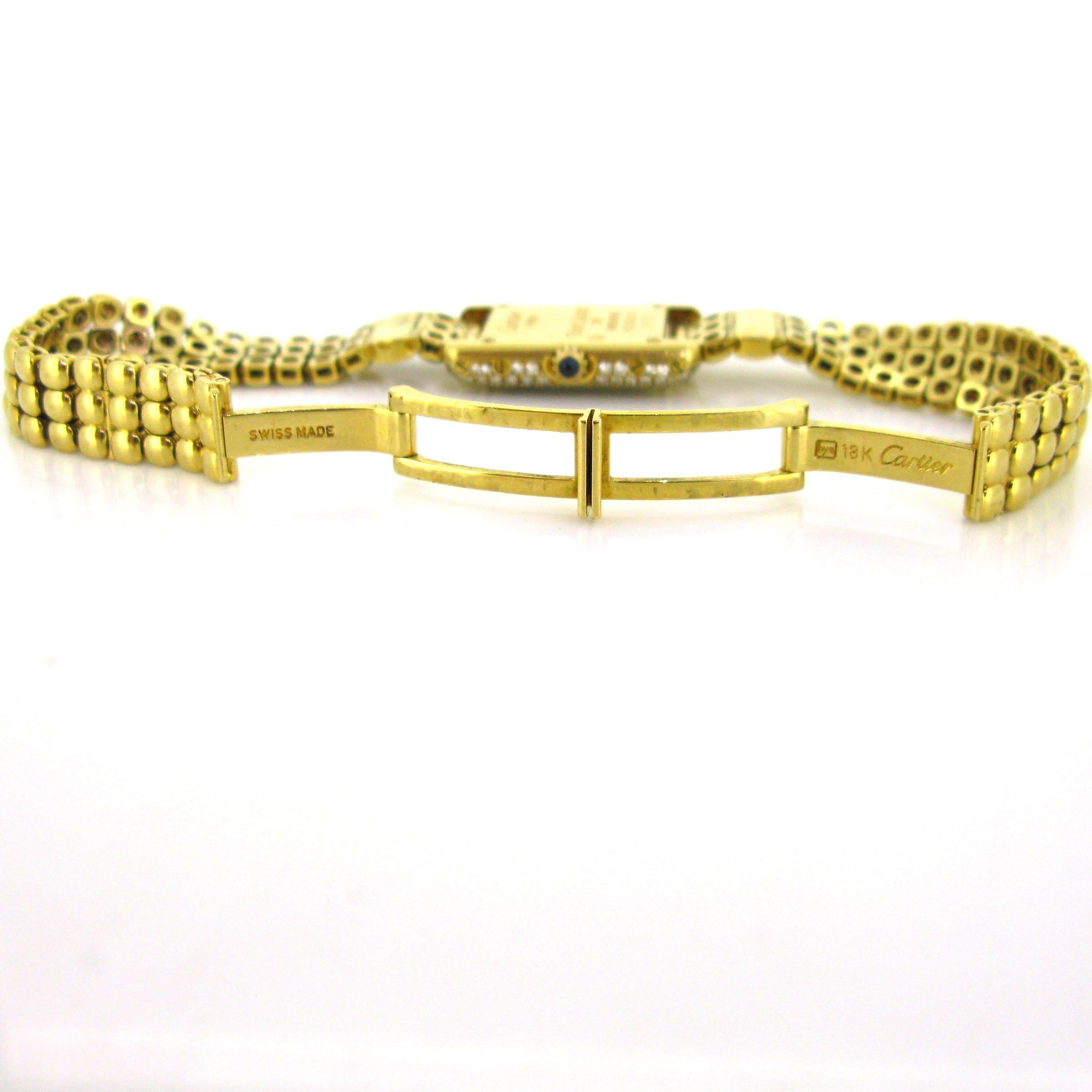 Cartier Tank Mini Lady’s Quartz Diamonds Yellow Gold Wristwatch In Good Condition In London, GB