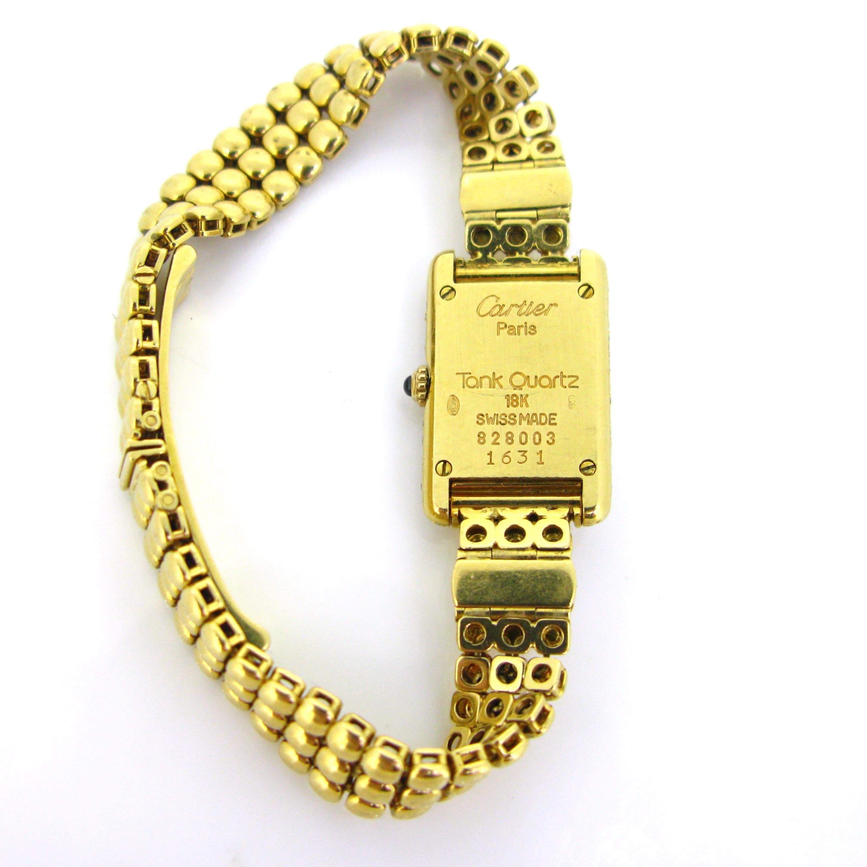 Women's or Men's Cartier Tank Mini Lady’s Quartz Diamonds Yellow Gold Wristwatch