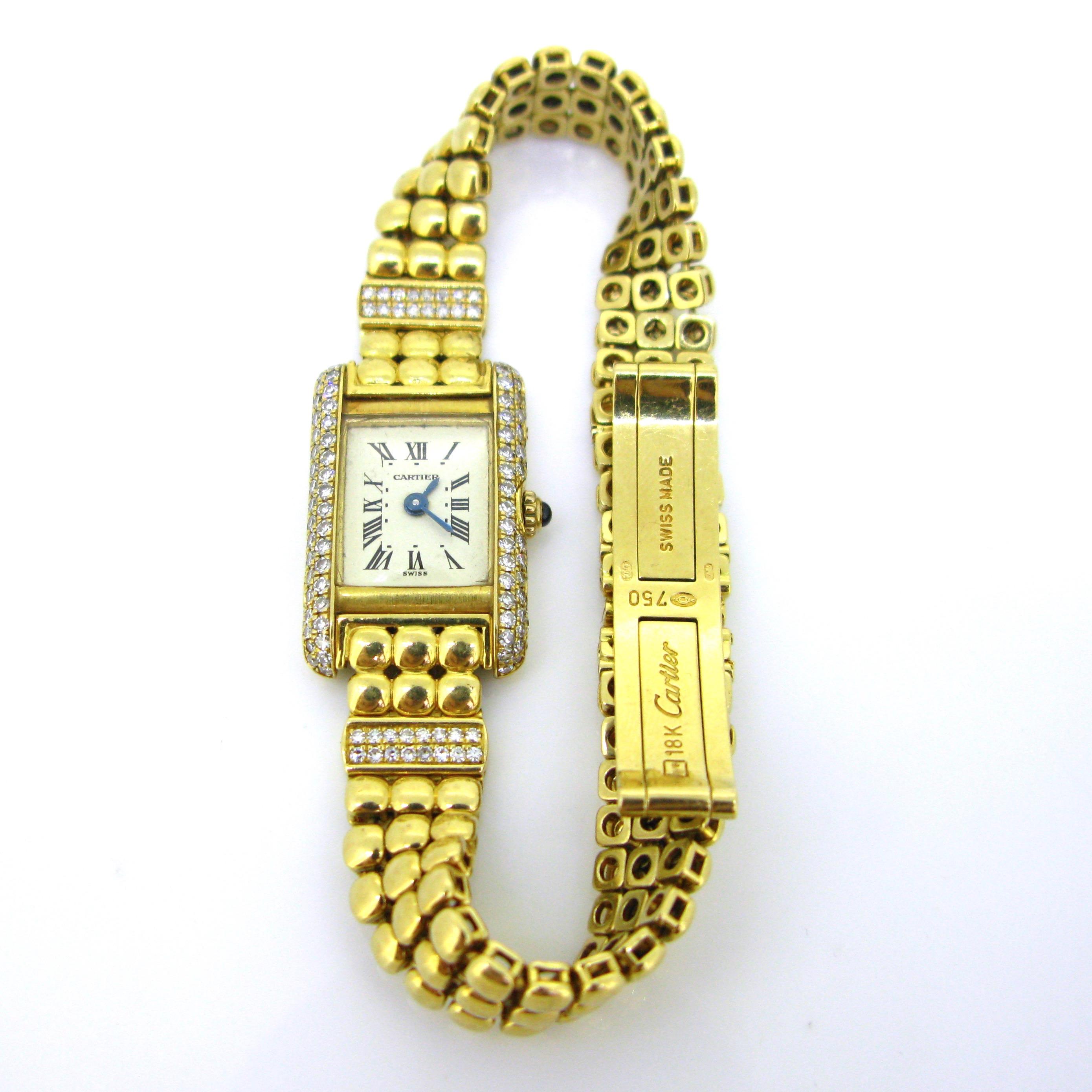 Cartier Tank Mini Lady’s Quartz Diamonds Yellow Gold Wristwatch 1