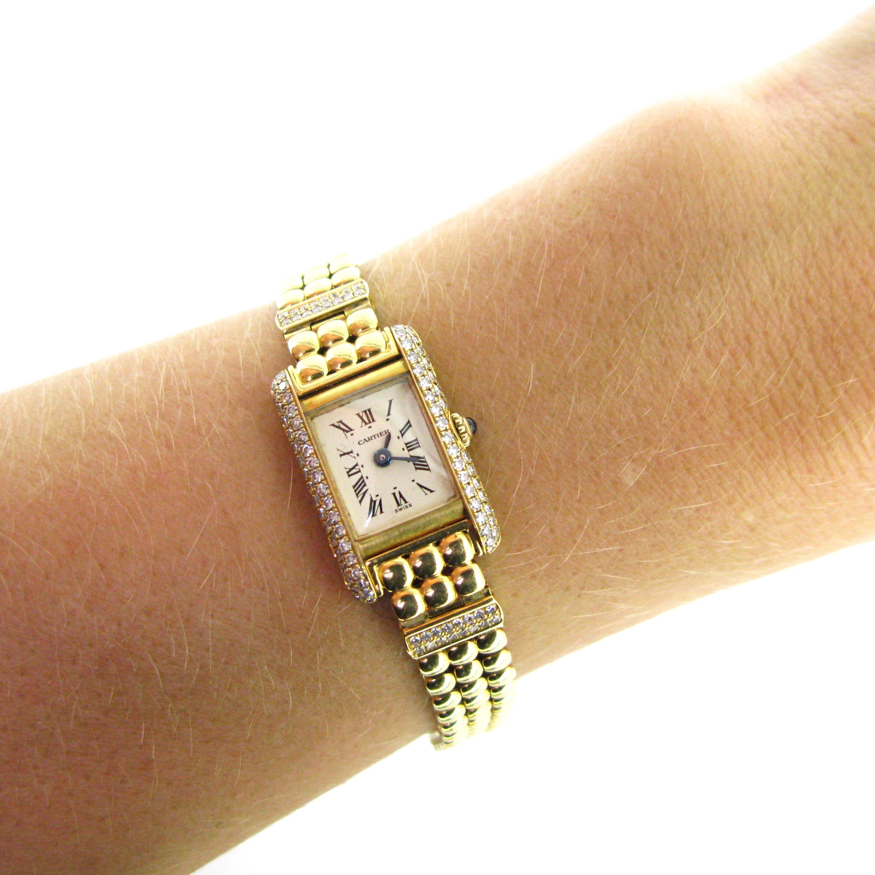 Cartier Tank Mini Lady’s Quartz Diamonds Yellow Gold Wristwatch 2