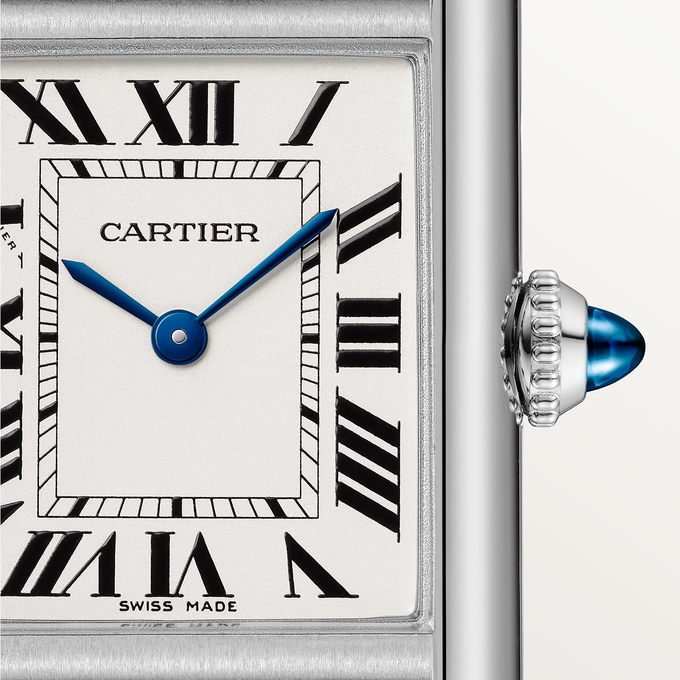 Modernist Cartier Tank Must 29.5mm Roman Silver Dial Calf Skin Steel Quartz Watch WSTA0110 For Sale