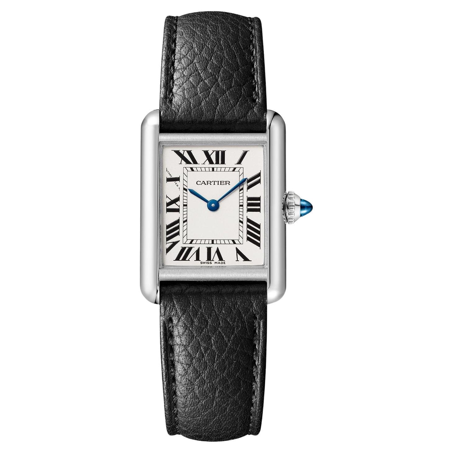 Cartier Tank Must 29.5mm Roman Silver Dial Calf Skin Steel Quartz Watch WSTA0110