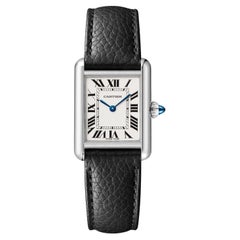 Reloj de cuarzo Cartier Tank Must 29,5 mm Esfera romana plateada Piel de becerro Acero WSTA0110