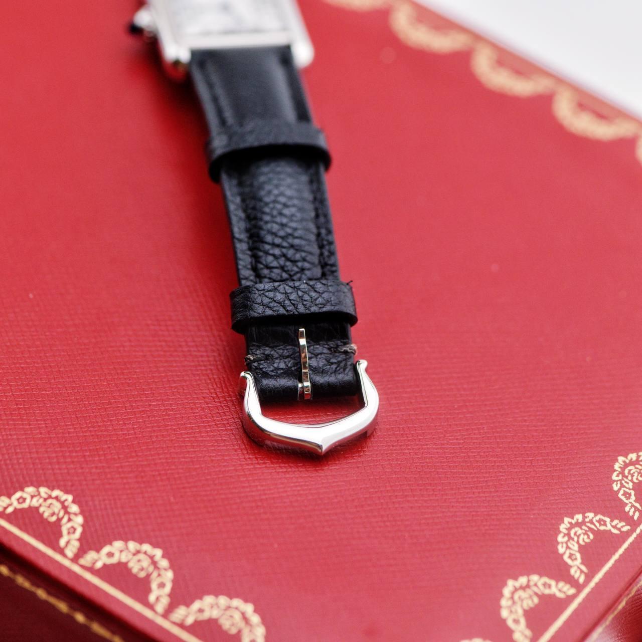 Cartier Tank Must Montre en cuir noir WSTA0042 en vente 2