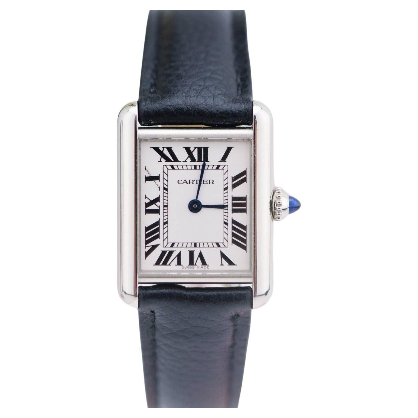 Orologio Cartier Tank Must in pelle nera WSTA0042