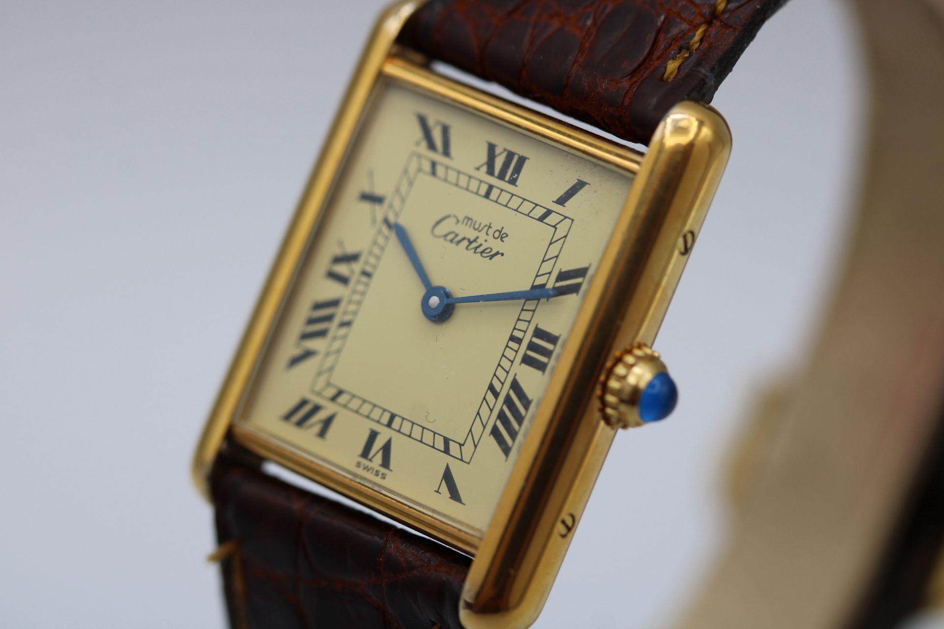 Cartier Tank Must de Cartier 590005  Lemon Dial  Large Size  Excellent In Good Condition For Sale In London, GB
