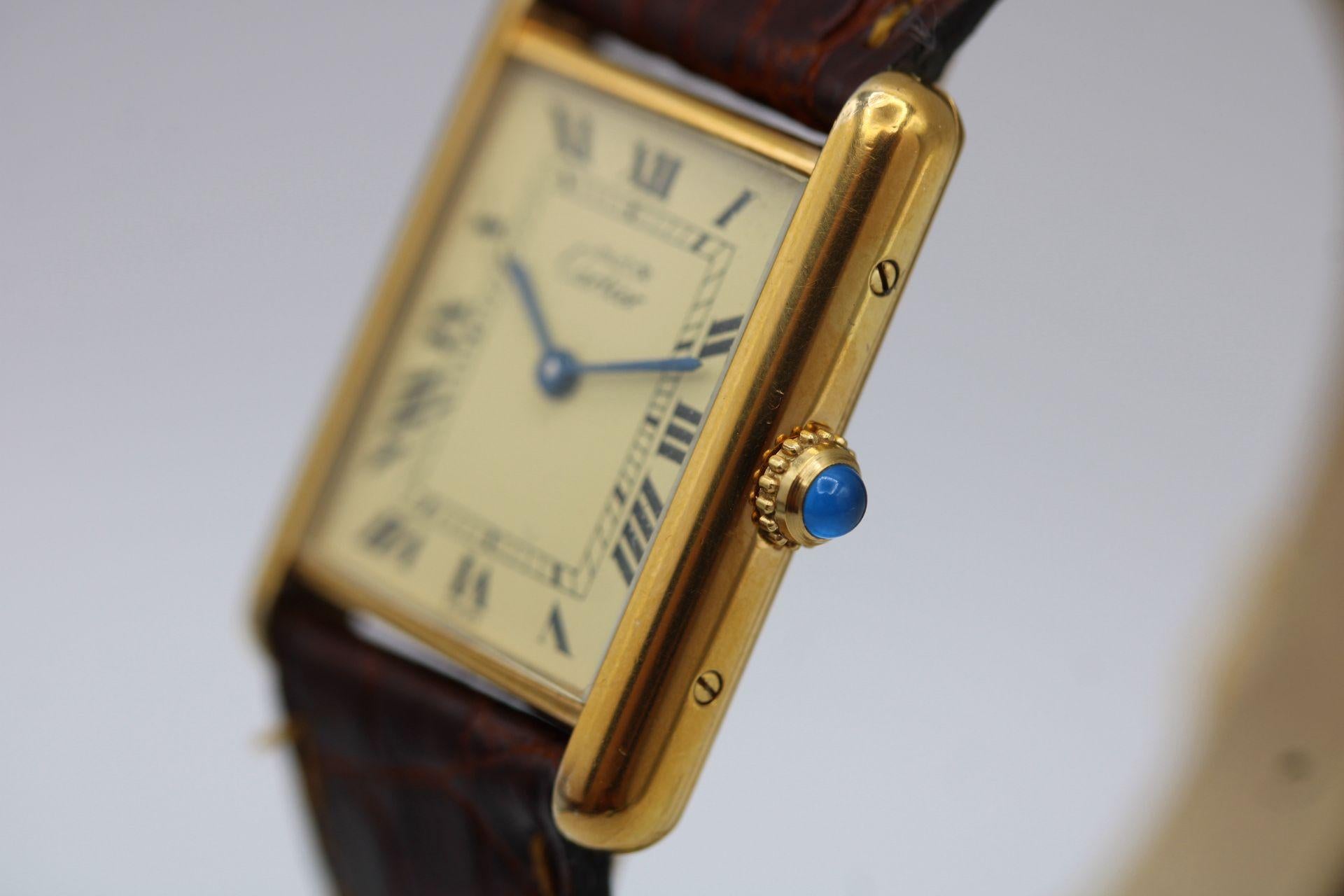 Women's Cartier Tank Must de Cartier 590005  Lemon Dial  Large Size  Excellent For Sale