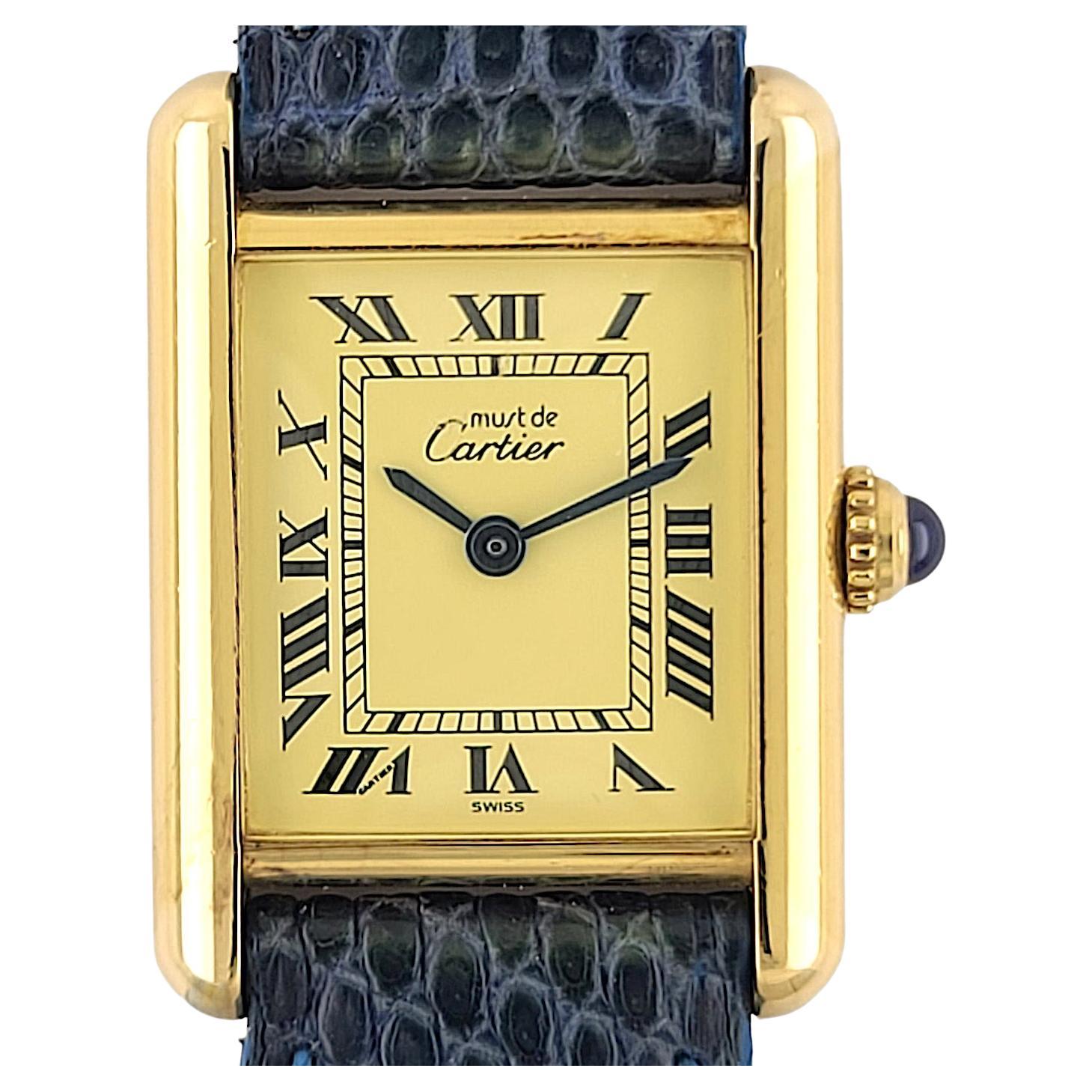 Cartier Tank Must de Cartier Classic Railway Louis 1613 Vermeil + Folding Clasp
