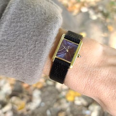 Cartier Tank Must de Cartier Grenat Burgundy Lacquer Vermeil Gold Silver + Box