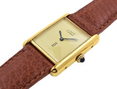Cartier Tank Must de Cartier Large LM GM Ivory Lacquer Vermeil Gold + Box