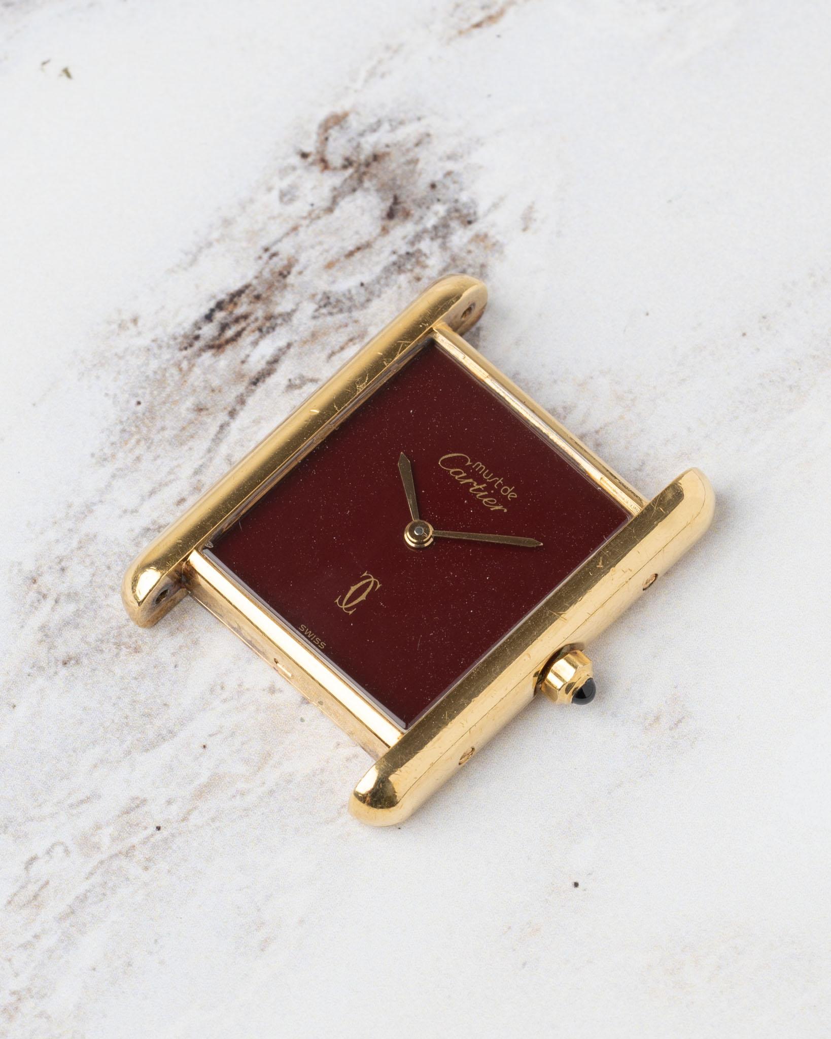 Cartier Tank Must de Cartier LM 681006 Quadrante rosso 1988 Set completo In condizioni buone in vendita a SYDNEY, AU